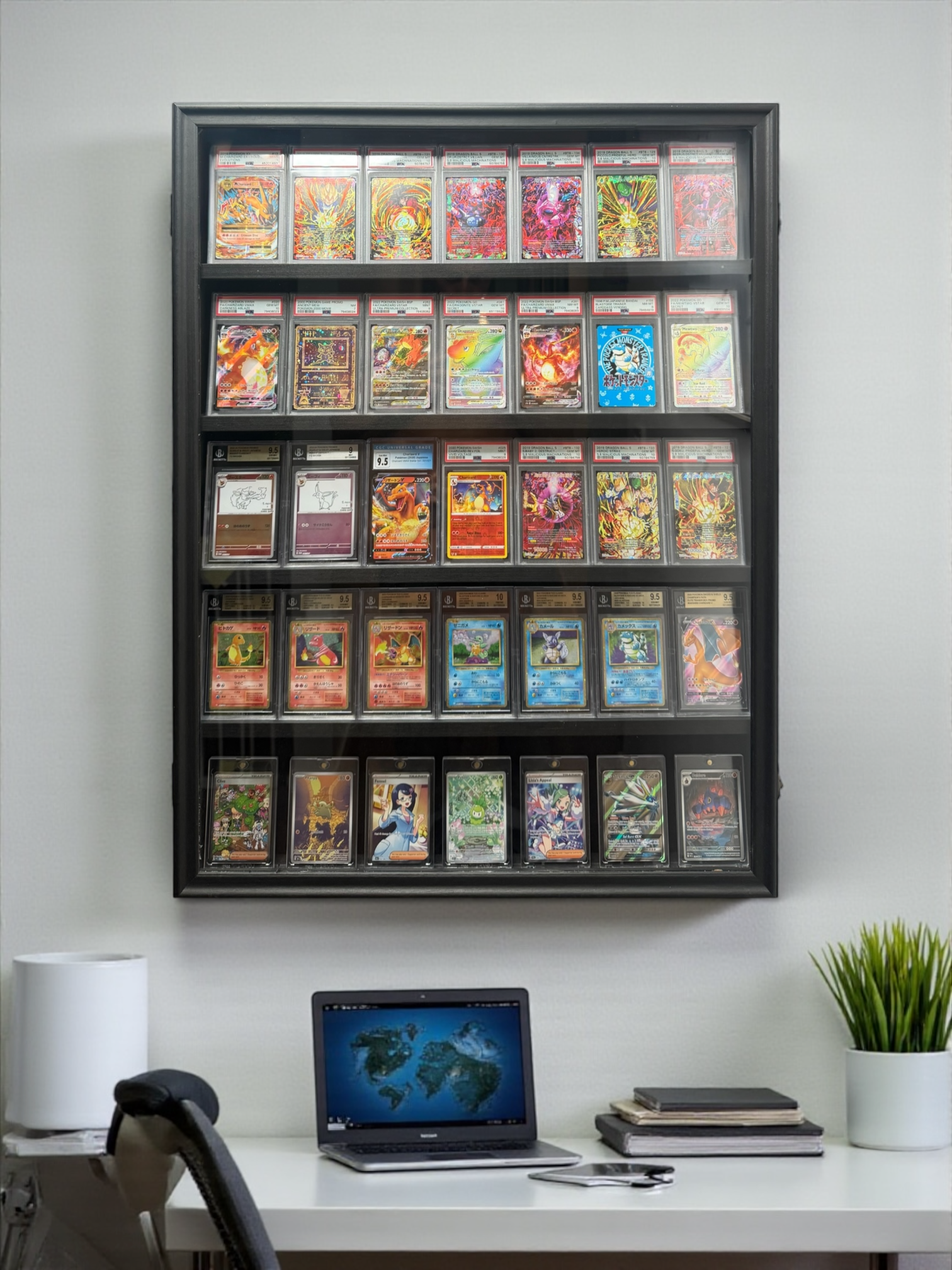 5 Level Universal Card Cabinet Frame Midnight Black UV Protected CardMasterFraming 5 Level Universal Card Cabinet Frame Midnight Black UV Protected CardMasterFraming